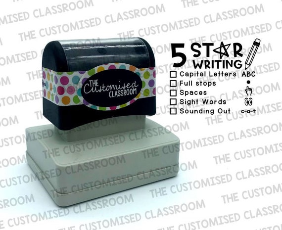 Teacher Stamp 5 Star Writing 40x50mm 