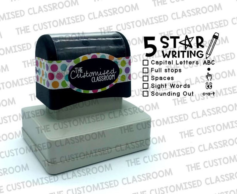 Teacher Stamp 5 Star Writing 40x50mm - Etsy Australia
