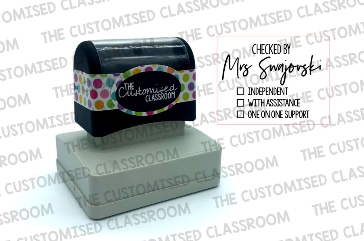 Personalised Teacher Stamp Checked by Custom Stamp 35 Etsy