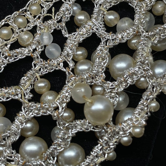 Antique Victorian Crochet Lace Glass Pearl Collar… - image 8