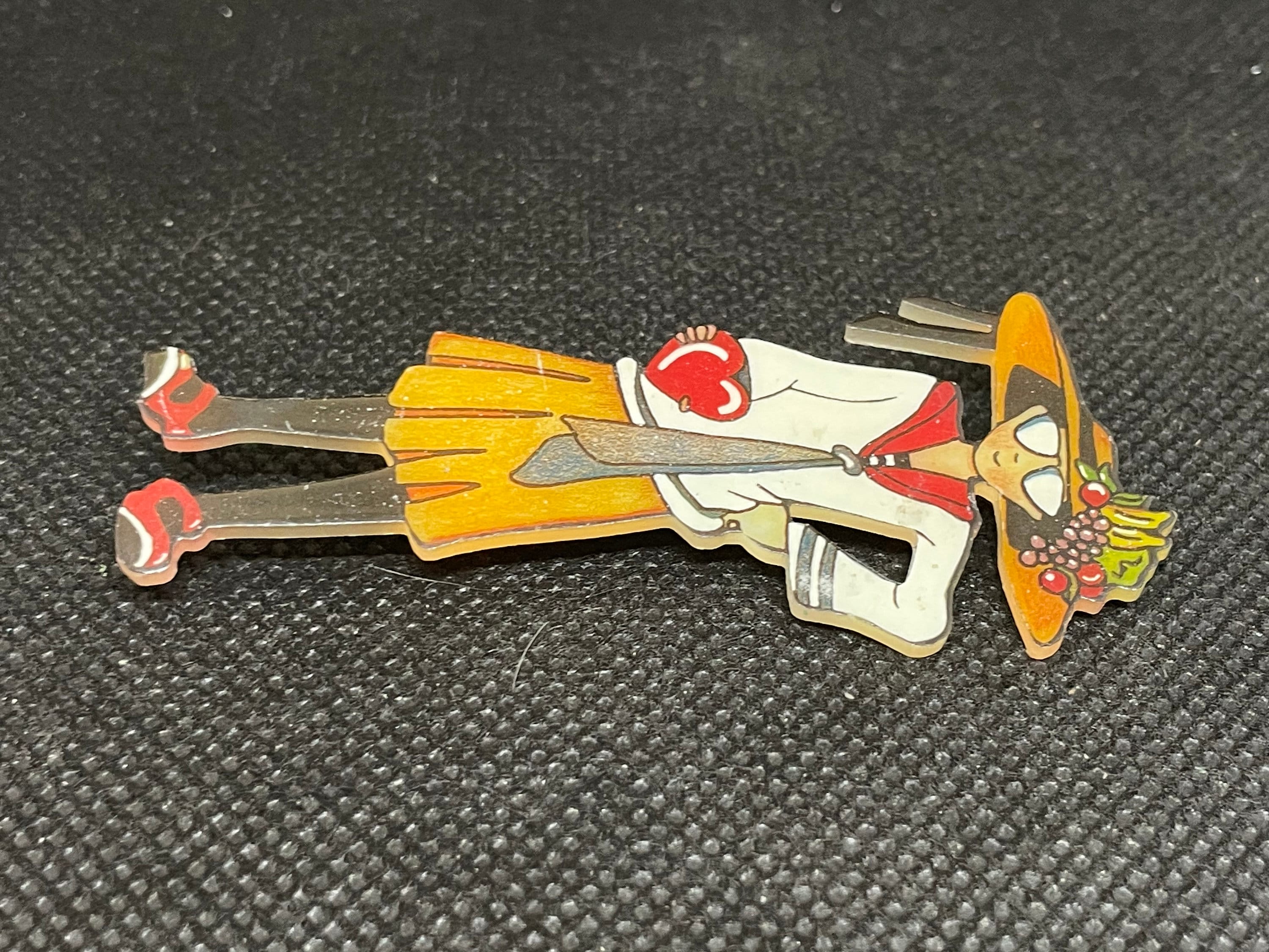 Vintage Inspired Colorful Woman Girl Brooch Pin With Hat Acrylic Hand ...