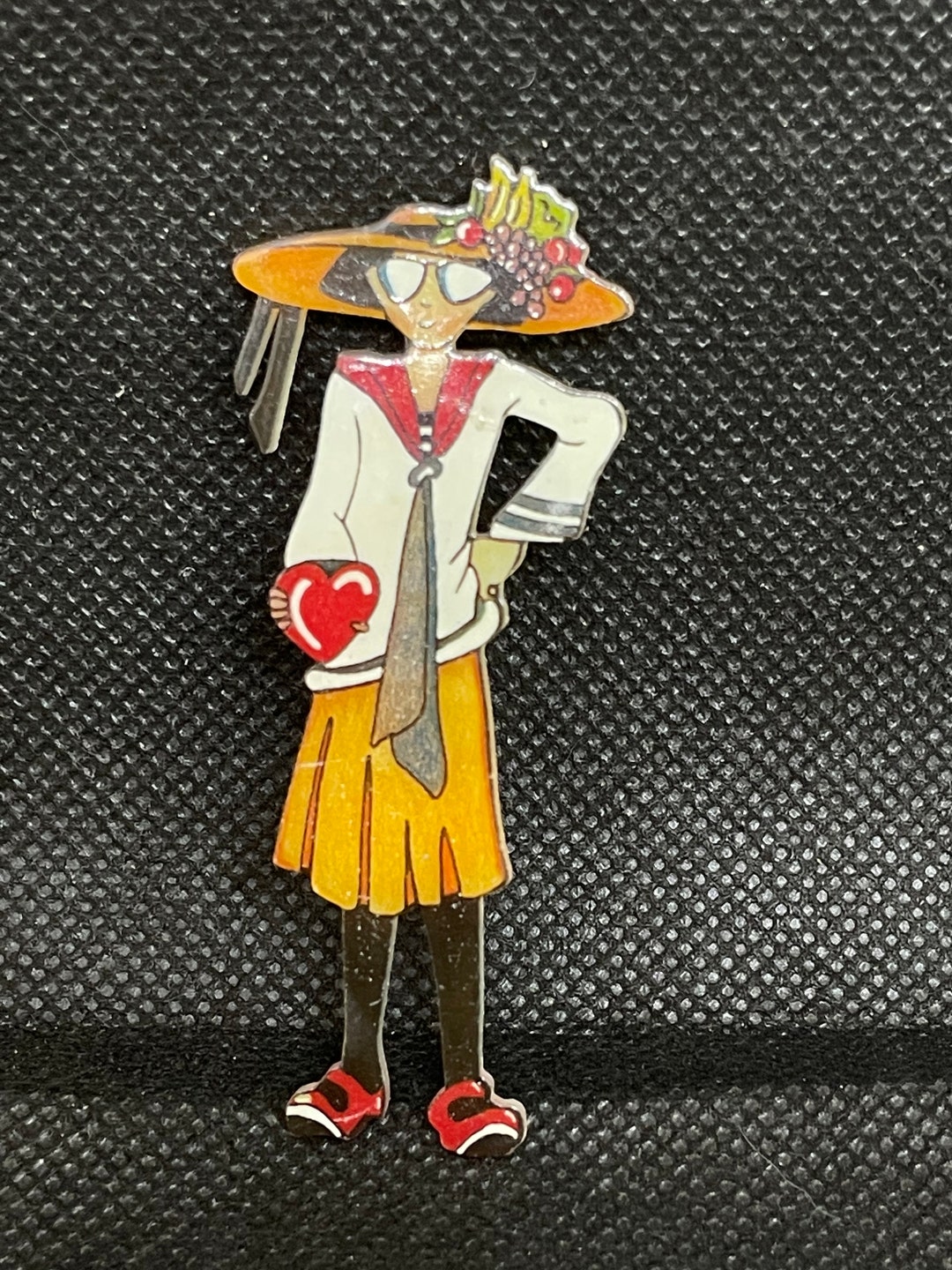 Vintage Inspired Colorful Woman Girl Brooch Pin With Hat Acrylic Hand ...