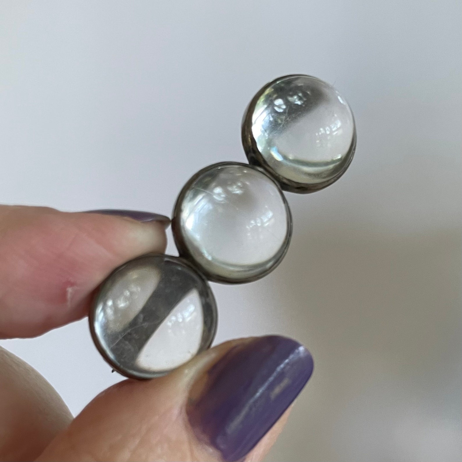 Antique Rare Victorian Pools of Light Brooch Undrilled Crystal Sterling ...