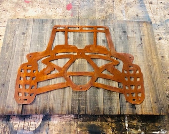 Rusty RZR / Side x Side metal cut out on reclaimed wood
