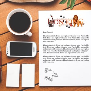 Modèle de lettre du Roi Lion