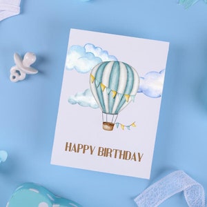 birthday card for boy printable baby shower card for baby boy first birthday card printable nursery printable birthday card hot air balloon