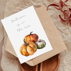 Tarjeta de felicitación de otoño imprimible, tarjeta de otoño imprimible para saludos de temporada, tarjeta con temática de otoño, descarga instantánea, tarjeta de Acción de Gracias, papelería de otoño
