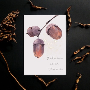 Carte de voeux d'automne imprimable carte de récolte de glands pour carte de voeux d'automne carte imprimable automne pdf saisonnier carte de téléchargement instantané pdf