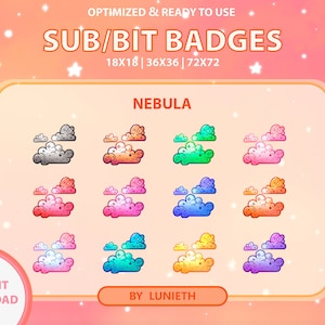Nebula Sub Badges | Bit Badges | Twitch Badges | Cute Sub Badges | Twitch Emotes | Kawaii | Witchy | Pastel