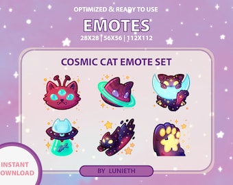 Cosmic Cat Emote Set | Cute Twitch Emote Design | Twitch Discord Youtube | Channel Points