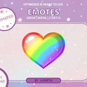 Geanimeerde emote met regenbooghart Pride | Leuk Twitch-emoteontwerp | Twitch Discord Youtube | Kanaalpunten