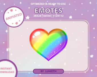 Emote animata Pride Rainbow Heart / Simpatico design emote Twitch / Twitch Discord Youtube / Punti canale
