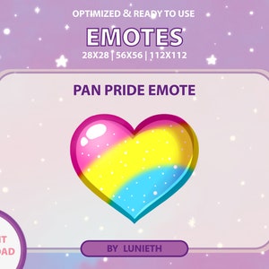 Pan Pride Flag Glossy Heart Love Emote  | Cute Twitch Emote Design | Twitch Discord Youtube | Channel Points