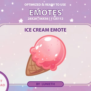 Strawberry Pink Ice Cream Emote  | Cute Twitch Emote Design | Twitch Discord Youtube | Channel Points