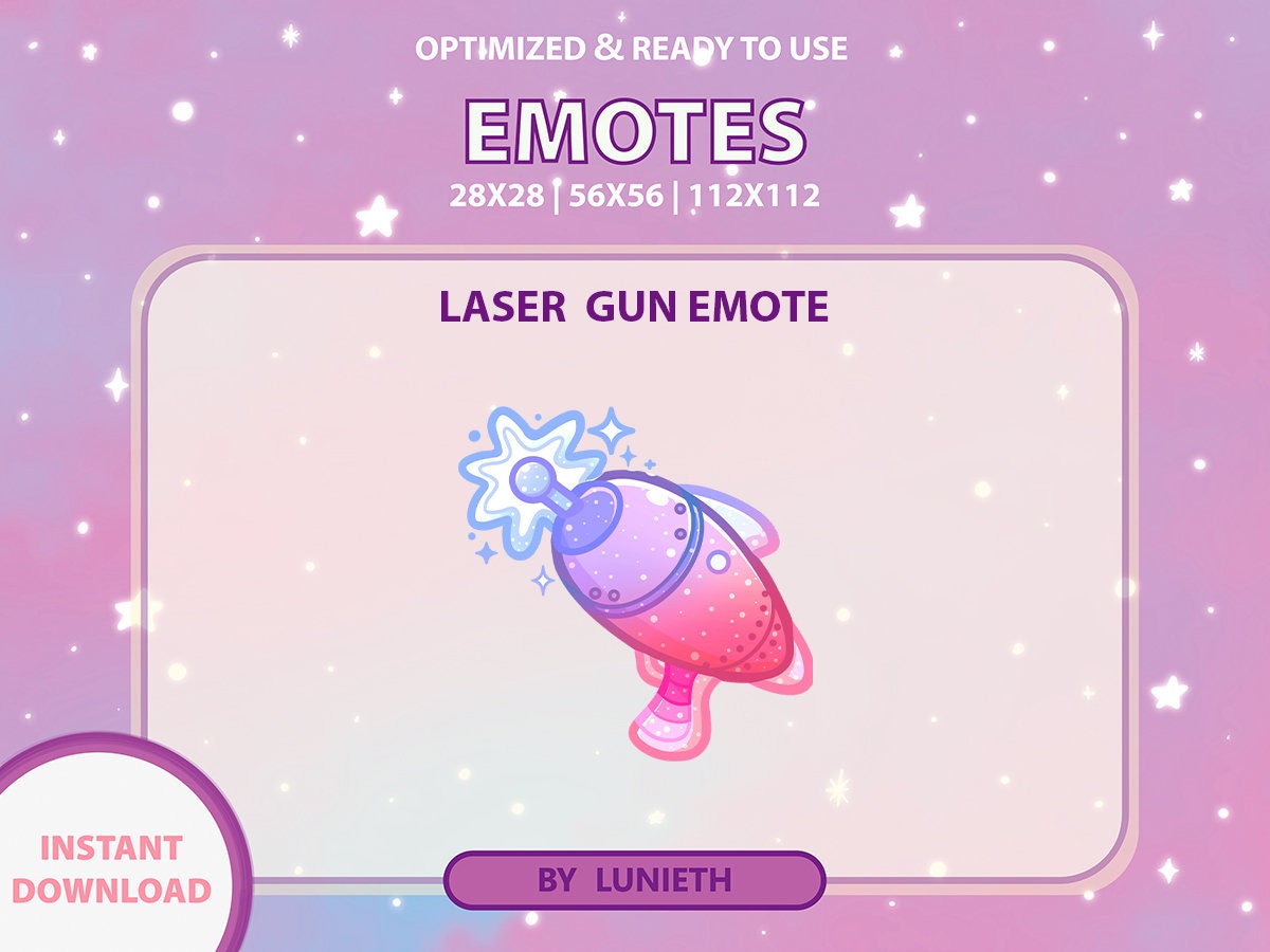 Pastel Laser Gun Emote | Cute Twitch Emote Design | Twitch Discord ...