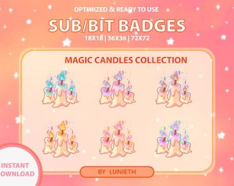Candle Sub Badges | Bit Badges | Twitch Badges | Cute Sub Badges | Twitch Emotes | Kawaii | Witchy | Pastel