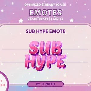 Sub Hype Text Emote  | Cute Twitch Emote Design | Twitch Discord Youtube | Channel Points