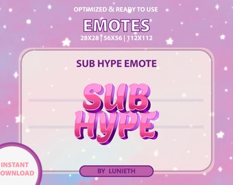 Sub Hype Text Emote  | Cute Twitch Emote Design | Twitch Discord Youtube | Channel Points