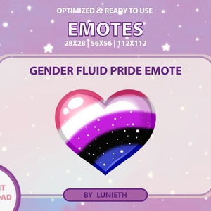 Gender Fluid Pride Flag Glossy Heart Love Emote  | Cute Twitch Emote Design | Twitch Discord Youtube | Channel Points