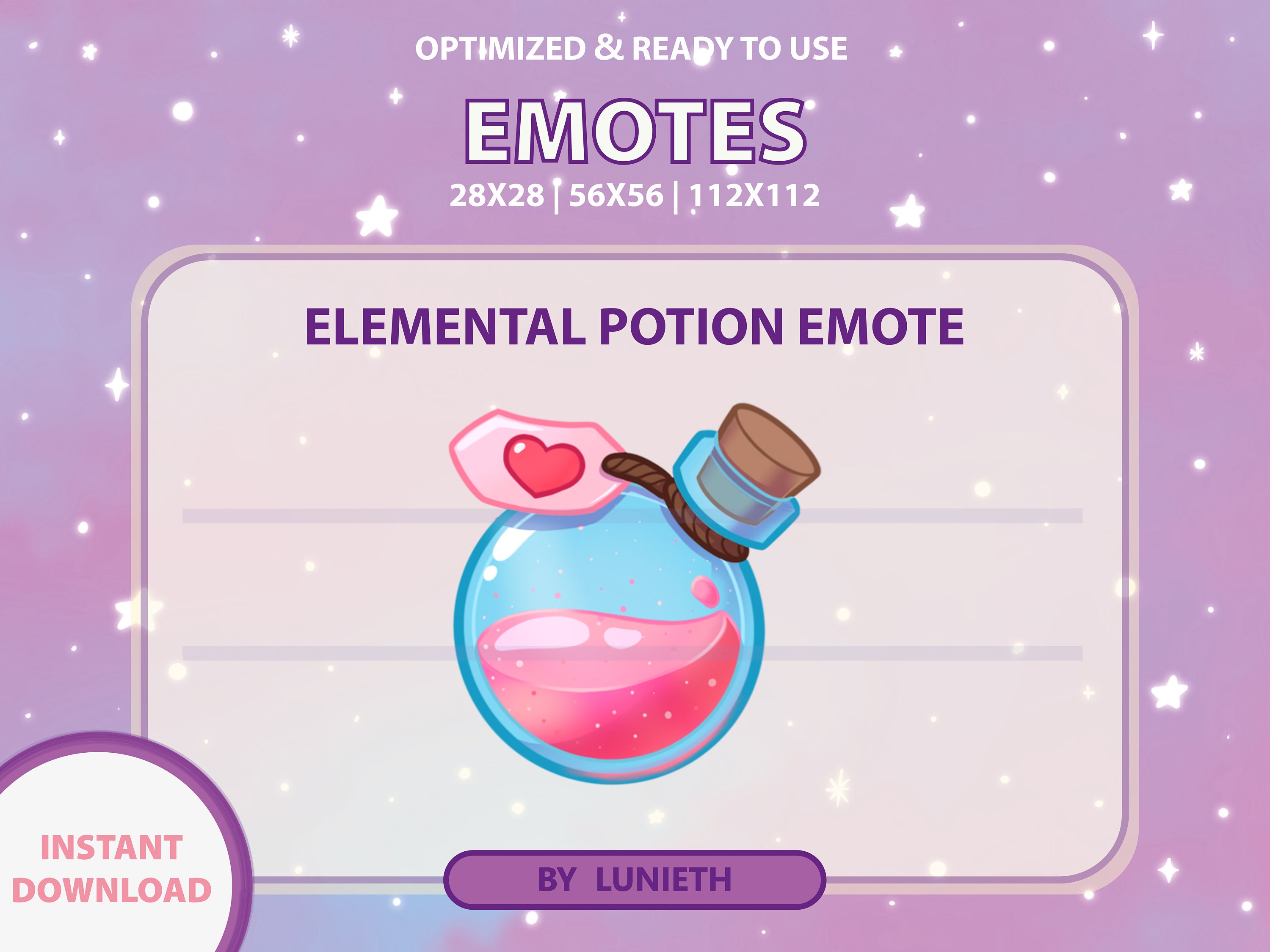 Magic Pink Love Potion Bottle Emote  | Cute Twitch Emote Design | Twitch Discord Youtube | Channel Points