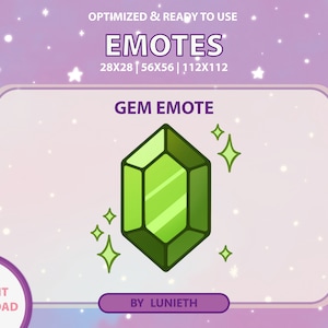 Grüne funkelnde Edelstein-Rupee | Süßes Twitch Emote Design | Twitch Discord Youtube | Kanalpunkte