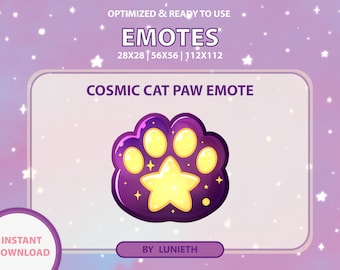 Cosmic Cat Paw Emote: Purple Tea Cup Design (Digital Download)