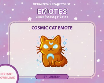 Cosmic Moon Cat Emote: Twitch, Discord, Youtube (PNG Digital Download)