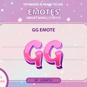 GG Good Game Text Emote  | Cute Twitch Emote Design | Twitch Discord Youtube | Channel Points