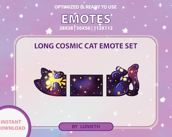 Long Cat Emote Set | Cute Twitch Emote Design | Twitch Discord Youtube | Channel Points