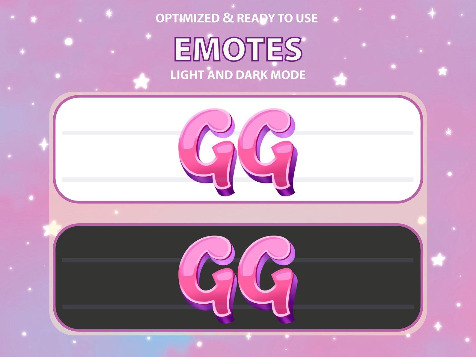 GG Good Game Pink Purple Text Emote Cute Twitch Emote Design Etsy