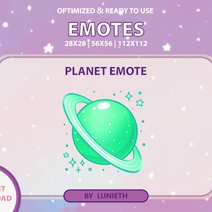 Green Planet Emote | Cute Twitch Emote Design | Twitch Discord Youtube | Channel Points