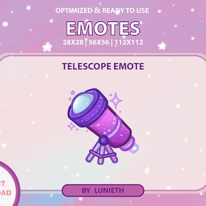 Purple Telescope Emote | Cute Twitch Emote Design | Twitch Discord Youtube | Channel Points