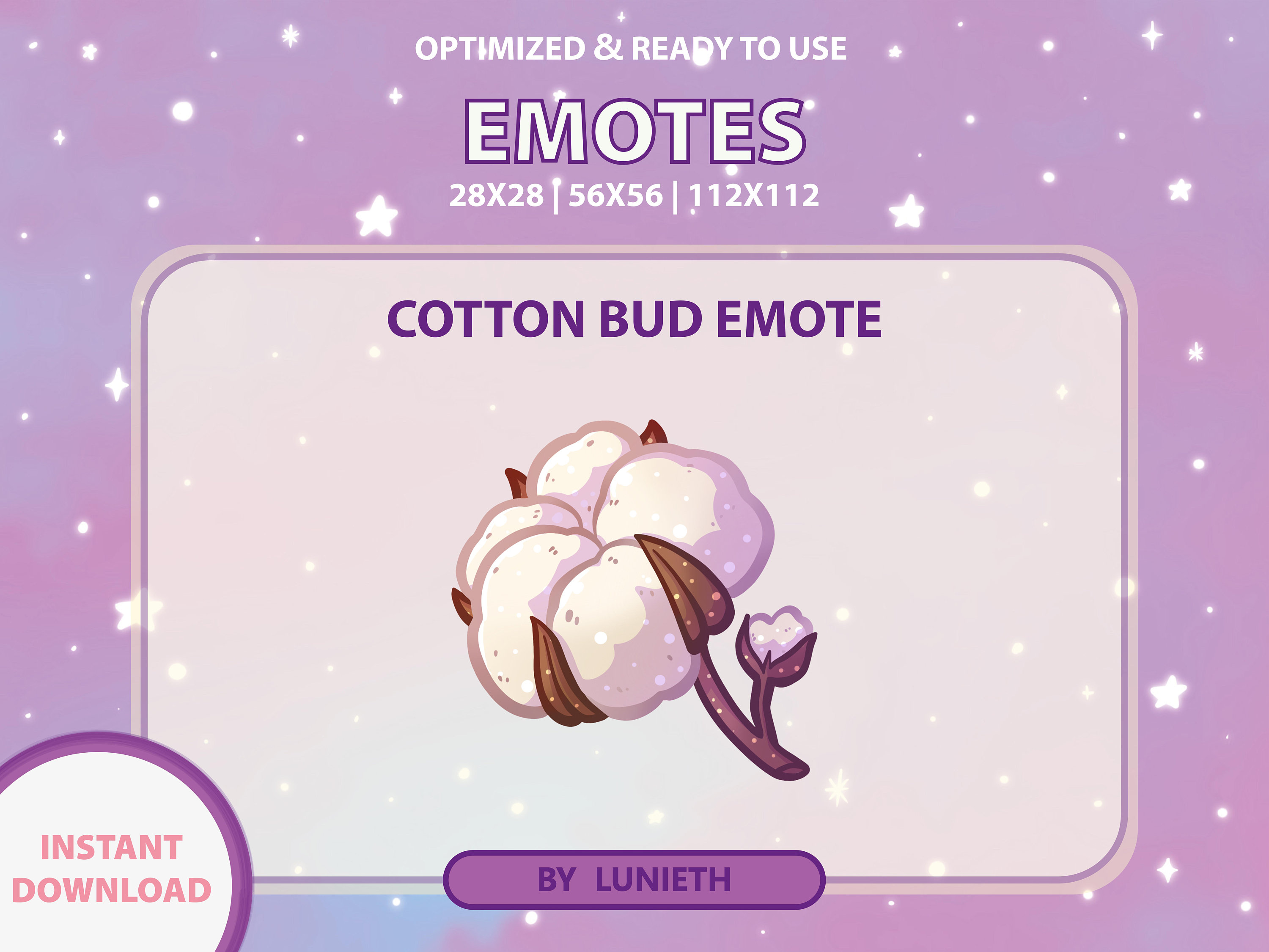 Cotton Bud Emote Cute Twitch Emote Design Twitch Discord Etsy