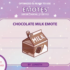 Emote Scatola di latte al cioccolato / Design simpatico emote Twitch / Twitch Discord Youtube / Punti canale