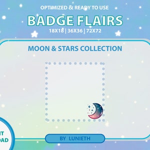Moon & Stars Twitch Badge Flairs | Dark Moon | Sub Badges | Subscriber Bit Badges | Instant Download | Premade