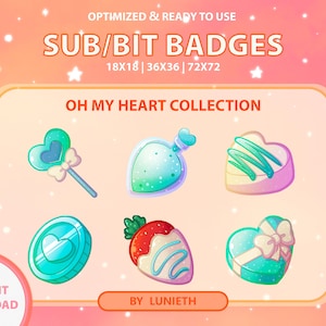 Valentine's Sub Badges | Bit Badges | Twitch Badges | Cute Sub Badges | Twitch Emotes | Turquoise Badges