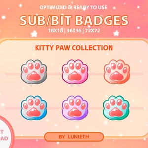 Cute Kitty Paws Twitch Sub Badges | Bit Badges | Twitch Badges