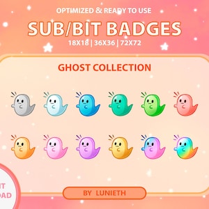 Ghost Sub Badges | Bit Badges | Twitch Badges | Cute Sub Badges | Twitch Emotes | Kawaii | Witchy | Pastel