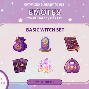 Witchy Emote Set | Cute Twitch Emote Design | Twitch Discord Youtube | Channel Points