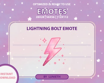 Pink Lightning Bolt Twitch Emote | Cute Twitch Emote Design | Twitch Discord Youtube | Channel Points