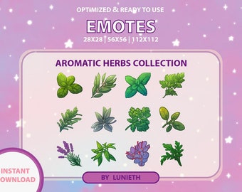 Aromatic Herbs Emote Set | Cute Twitch Emote Design | Twitch Discord Youtube | Channel Points