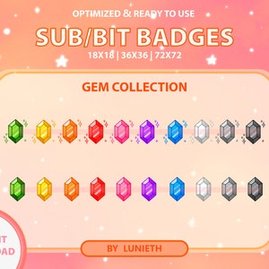 Gem Jewel Sub Badges | Bit Badges | Twitch Badges | Crystal Gem | Zelda Rupee