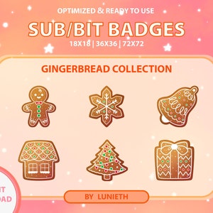 Puede incluir: Conjunto de seis insignias de Twitch de suscripción y bits con temática de pan de jengibre. Las insignias presentan un hombre de jengibre, un copo de nieve, una campana, una casa, un árbol de Navidad y una caja de regalo. Las insignias están optimizadas para su uso en varios tamaños, incluidos 18x18, 36x36 y 72x72 píxeles.