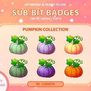 Pumpkin Sub Badges | Bit Badges | Twitch Badges | Cute Sub Badges | Twitch Emotes | Kawaii | Witchy | Pastel