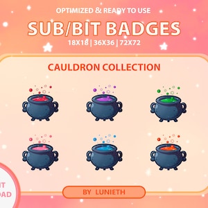 Kessel Sub Abzeichen | Gebissabzeichen | Twitch Abzeichen | Niedliche Sub-Abzeichen | Twitch Emotes | Kawaii | Witchy | Pastell
