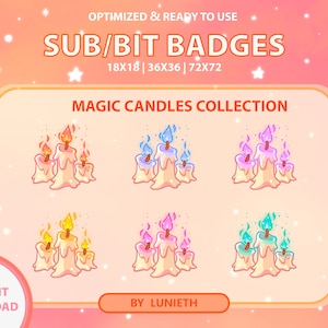 Candle Sub Badges | Bit Badges | Twitch Badges | Cute Sub Badges | Twitch Emotes | Kawaii | Witchy | Pastel