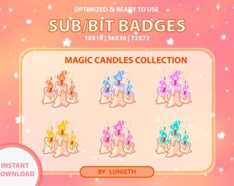 Candle Sub Badges | Bit Badges | Twitch Badges | Cute Sub Badges | Twitch Emotes | Kawaii | Witchy | Pastel