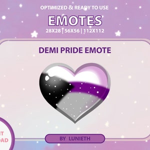Demi Pride Flag Glossy Heart Love Emote  | Cute Twitch Emote Design | Twitch Discord Youtube | Channel Points