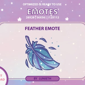 Blue Feather Emote | Cute Twitch Emote Design | Twitch Discord Youtube | Channel Points