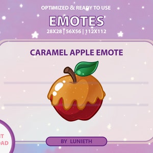 Glossy Caramel Apple Fruit Emote  | Cute Twitch Emote Design | Twitch Discord Youtube | Channel Points